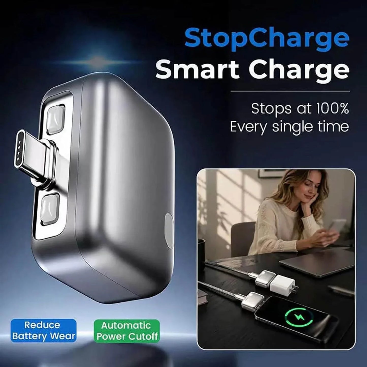 Smart Auto Stop Charging Adapter, Fully Charged Separator, Intelligent Power Cut-Off Protector, Universal Fast Charging Safety Adapter for Smartphones Tablets USB Devices
